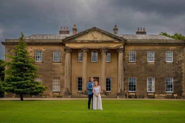 New owners Helen and Daniel Gill pictured outside Rise Hall in 2019. Picture: James Hardisty