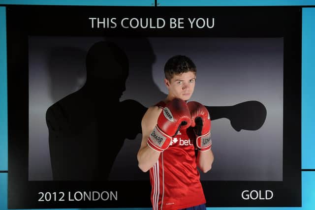 Hull's Luke Campbell at the EIS in Sheffield before putting his picture on the wall at London 2012 (PIcture: Simon Hulme)