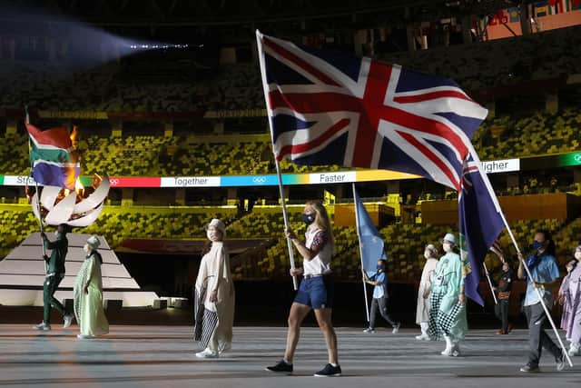 Flag bearer Laura Kenny of Team Great Britain during the Closing Ceremony of the Tokyo 2020 Olympic Games at Olympic Stadium on August 08, 2021 in Tokyo, Japan. (Picture: Dan Mullan/Getty Images)