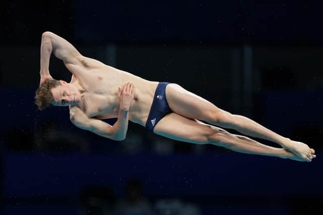Great Britain's Noah Williams during the Men's 10m Platform Diving Preliminaries at the Tokyo Aquatics Centre on the fourteenth day of the Tokyo 2020 Olympic Games in Japan. Picture date: Friday August 6, 2021. PA Photo. See PA story OLYMPICS Diving. Photo credit should read: Joe Giddens/PA Wire. 

RESTRICTIONS: Use subject to restrictions. Editorial use only, no commercial use without prior consent from rights holder.
