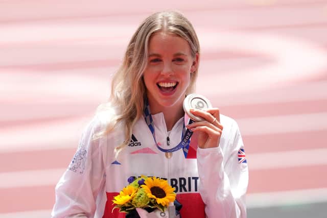 Leeds Beckett University's Keely Hodgkinson with the silver medal after finishing second in the Women's 800m final (Picture: Martin Rickett/PA Wire)