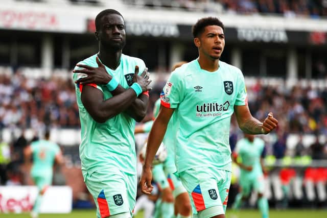 EQUALISER: Naby Sarr scored for Huddersfield Town at Pride Park. Picture: Getty Images.