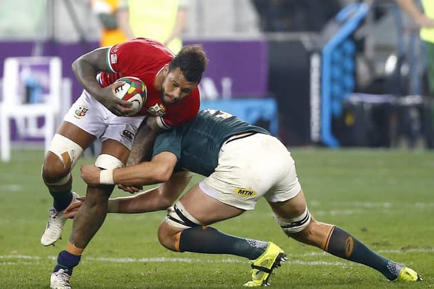 British and Irish Lions' Courtney Lawes (left) is tackled during the Lions Series, Third Test (Picture: PA)