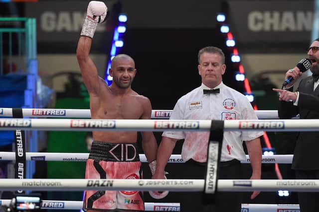 Kid Galahad defeats James Dickens for the vacant IBF World Featherweight Title  (Picture: Leigh Dawney/Getty Images)