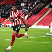 Sheffield United's Rhian Brewster celebrates after scoring. Picture: PA.