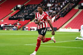 Sheffield United's Rhian Brewster celebrates after scoring. Picture: PA.