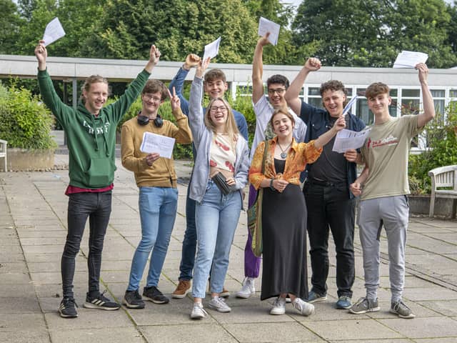 Students at Boston Spa Academy celebrate their A-Level results. Photo: Tony Johnson.