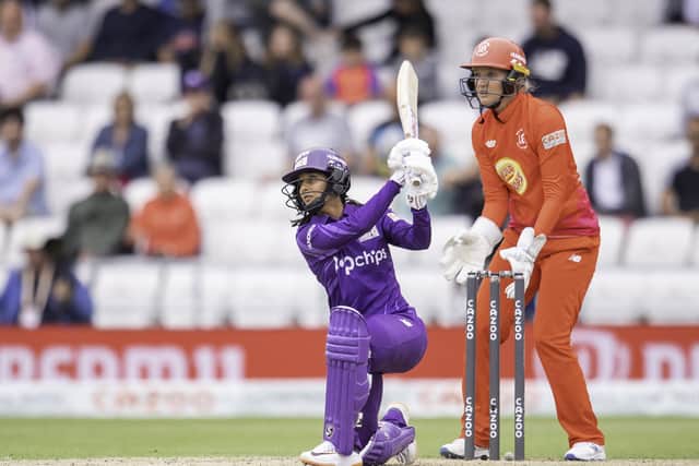 Top talent: Northern Superchargers' Jemimah Rodrigues hits out against the Welsh Fire. Pictures: SWPix