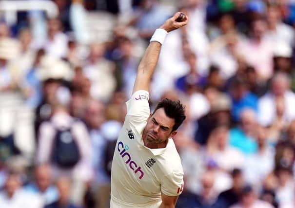 Back in full flow: England's James Anderson bowling during day one of the Second Test match at Lord's.