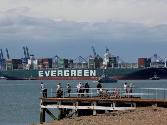 The container ship Ever Given arrives at Felixstowe port on August 3, 2021 in Felixstowe, England Pic: Dan Kitwood/Getty Images