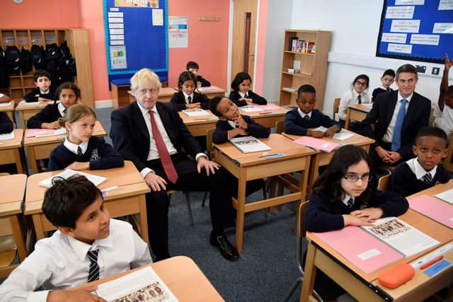 Boris Johnson and Gavin Williamson during a joint school visit just prior to the Covid pandemic.