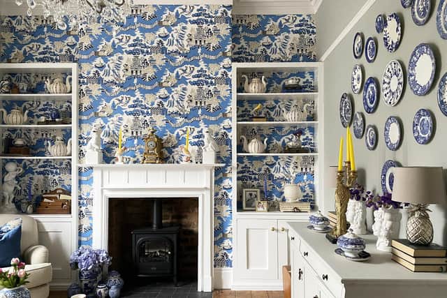 Jack's love of blue and white pottery comes to the fore in this room