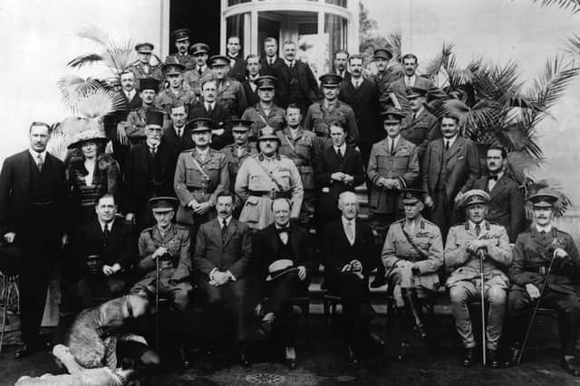 Gertrude Bell (second from left, second row) at the Cairo Conference in 1921 alongside Winston Churchill (centre, front row).Picture General Photographic Agency/Getty Images.