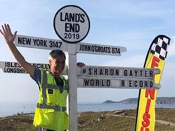 Sharon Gayter after successfully breaking the women's world record running from John O'Groats to Land's End in 2019
