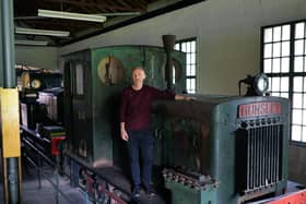 John McGoldrick with another of the locomotives at Leeds Industrial Museum. Picture: Jonathan Gawthorpe