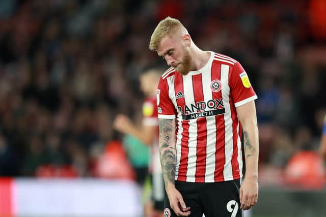 Oli McBurnie of Sheffield United looks on dejected after the final whistle after the opening-day defeat to Birmingham (Picture: Simon Bellis / Sportimage)