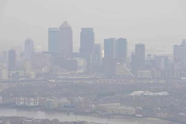 Pollution over the London skyline.