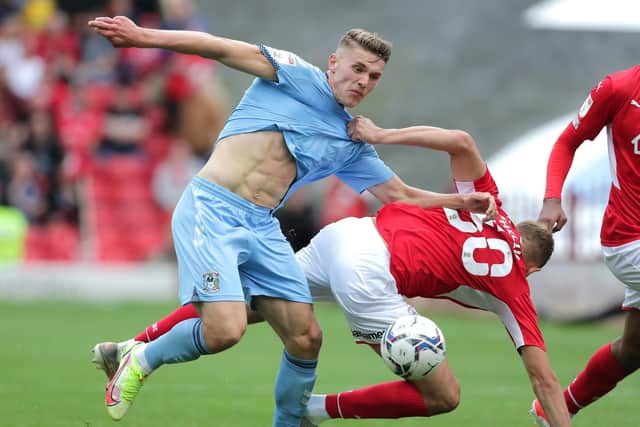 Coventry City's Viktor Gyokeres (left) and Barnsley's Michal Helik battle for the ball (Picture: PA)