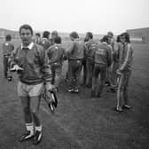 An unholy matrimony: Brian Clough takes a training session with Leeds United’s players (Picture: YPN)