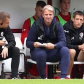Barnsley FC head coach Markus Schopp, pictured in the home dug-out for his first match in charge at Oakwell against Coventry. Picture: PA.