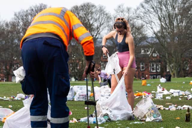 This clean-up operation on Woodhouse Moor, Leeds, earlier this year highlighted the courage of litter in Yorkshire's cities. Photo: James Hardisty.