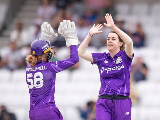 Northern Superchargers' Katie Levick celebrates one of the five wickets she has taken in The Hundred (Picture: SWPix.com)