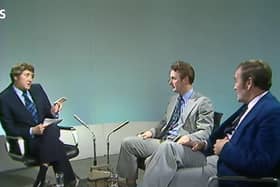 Austin Mitchell interviewing Brian Clough and Don Revie in 1974. (Pic: ITV/YouTube)