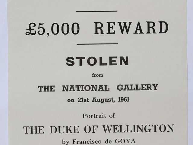 A police call poster offering a reward for returning the portrait.