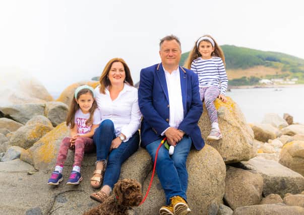 Craig Senior from Rotherham moved his family  to live on the tiny island of Herm. Pictured partner Emma, and daughters Meghan and Grace
