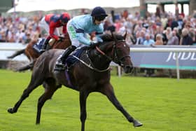 This was Royal Patronage and Jason Hart takig the Acomb Stakes on day one of the Ebor Festival.