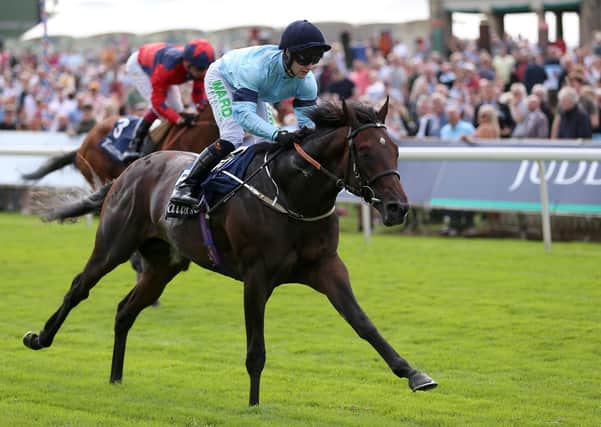 This was Royal Patronage and Jason Hart takig the Acomb Stakes on day one of the Ebor Festival.