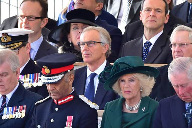 Former prime minister Tony Blair, the Duke of York, the Prince of Wales and Duchess of Cornwall attending a Military Drumhead Service on Horse Guards Parade in London, ahead of the unveiling of a national memorial honouring the Armed Forces and civilians who served their country during the Gulf War and conflicts in Iraq and Afghanistan in 2017.