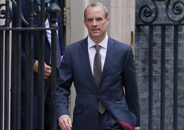 This was Foreign Secretary Dominic Raab leaving 10 Downing Street yesterday.