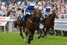Tim Easterby's Winter Power surges clear under Silvestre de Sousa to win the Coolmore Wootton Bassett Nunthorpe Stakes on day three of the Ebor Festival.
