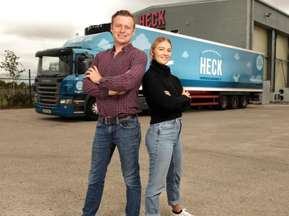HECK! co-founder Andrew Keeble said the brand is delivering its popular vegan, chicken and pork bangers and burgers, via his son Roddy (27) who took his HGV licence last year. Roddy’s wife Mica (25), who met and married Roddy at HECK! is also taking her HGV licence.