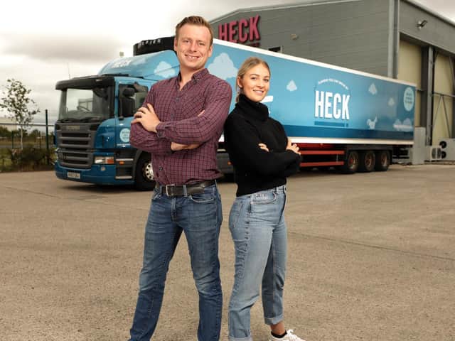 HECK! co-founder Andrew Keeble said the brand is delivering its popular vegan, chicken and pork bangers and burgers, via his son Roddy (27) who took his HGV licence last year. Roddy’s wife Mica (25), who met and married Roddy at HECK! is also taking her HGV licence.