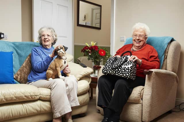 Undated handout photo issued by Channel 4 of Gogglebox stars Mary Cook (left) and Marina Wingrove. It has been announced that Cook has died in hospital aged 92. Issue date: Monday August 23, 2021.