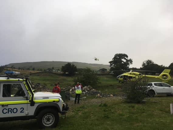Two air ambulances landed at the scene