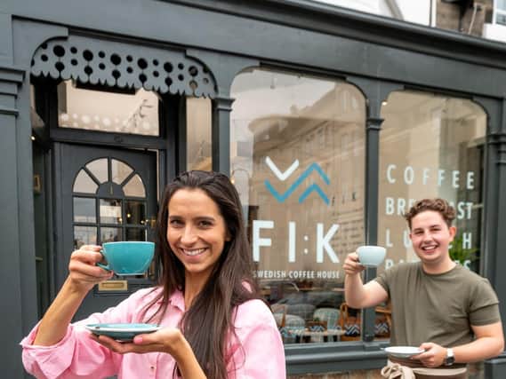 Vicky Somerville and Luke Morland of Fi:k outside the new café in Harrogate