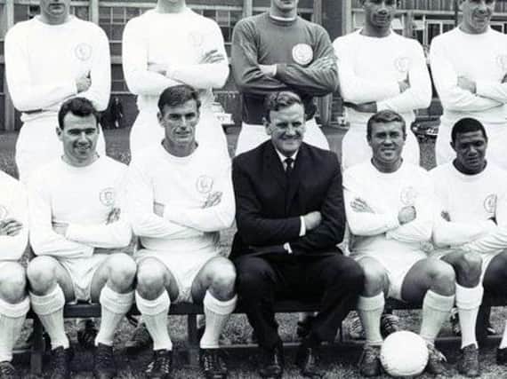 Leeds United, 1965. Alan Peacock pictured to the left of manager Don Revie (front row, centre). Picture copyright Yorkshire Post Newspapers Ltd