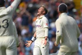 England bowler Sam Curran celebrates after taking the wicket of Jasprit Bumrah. (Photo by Stu Forster/Getty Images)