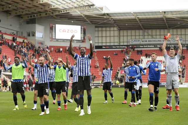 Sheffield Wednesday celebrate after their 2-0 win at Rotherham United. Picture: Steve Ellis