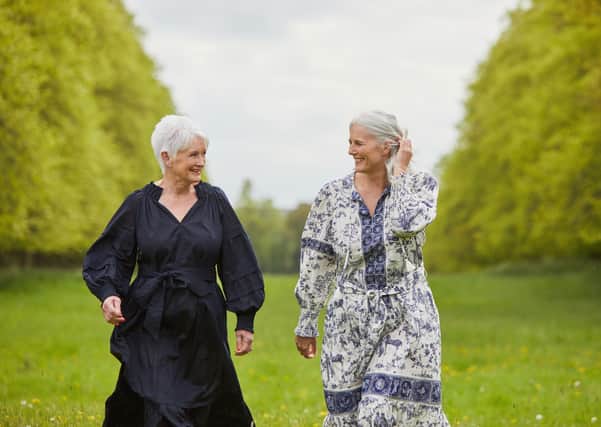 Annie Stirk, left, and Rachel Peru model their own favourite looks at Goldsborough Hall. Picture by Olivia Brabbs.