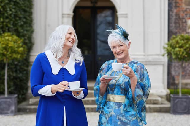 Annie Stirk, right, and Rachel Peru model vintage pieces from My Vintage Beau at Goldsborough Hall. Picture by Olivia Brabbs.