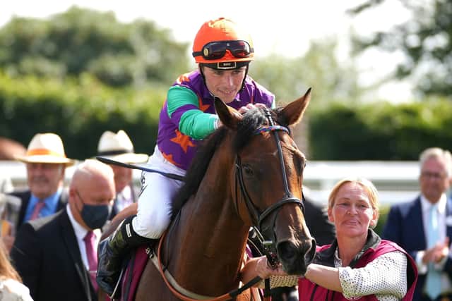 Lady Bowthorpe ridden by jockey Kieran Shoemark wins the Qatar Nassau Stakes (Fillies' Group 1) (British Champions Series) during day three of the Goodwood Festival.