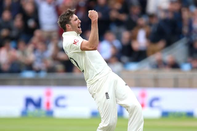 England's Craig Overton celebrates taking the wicket of India's KL Rahul. Picture: Nigel French/PA Wire.
