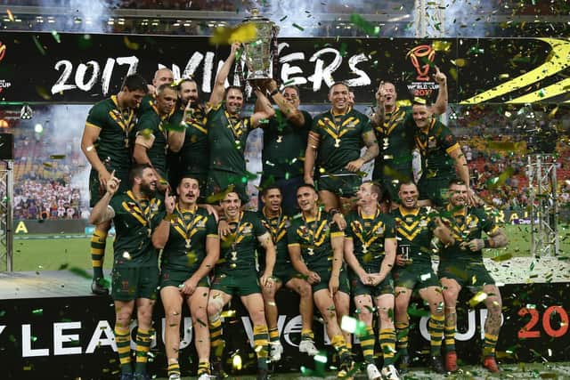 HOLDERS: Australia, who won the 2017 tournament, and New Zealand had refused to attend the RLWC if it went ahead this autumn. Picture: SWpix.com.