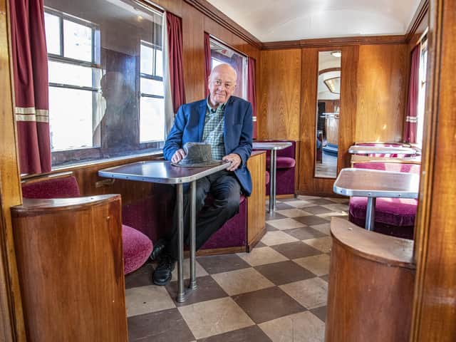 Nick Stringer, the chair of the Pickering-based LNER Coach Association, enjoying the Elizabethan buffet car
