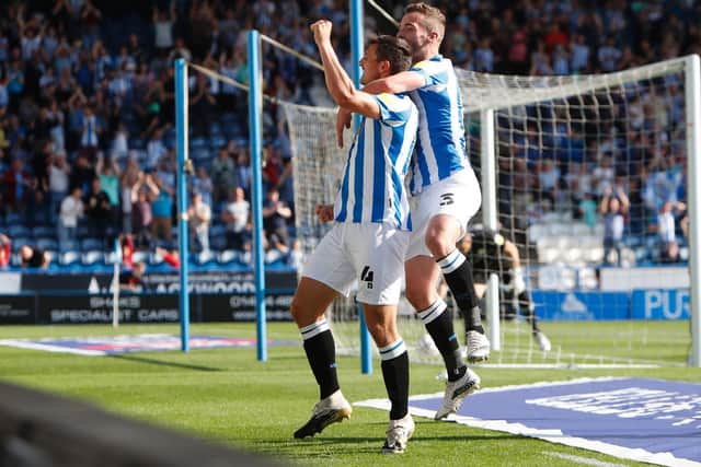 GOAL: Matty Pearson celebrates scoring Huddersfield's second goal of the afternoon. Picture: Getty Images.