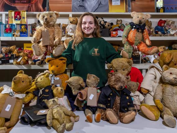 Charlotte Trueman, junior cataloguer and trainee valuer, with the collection